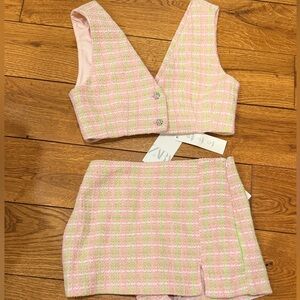 Zara Pink and Green Tweed Set